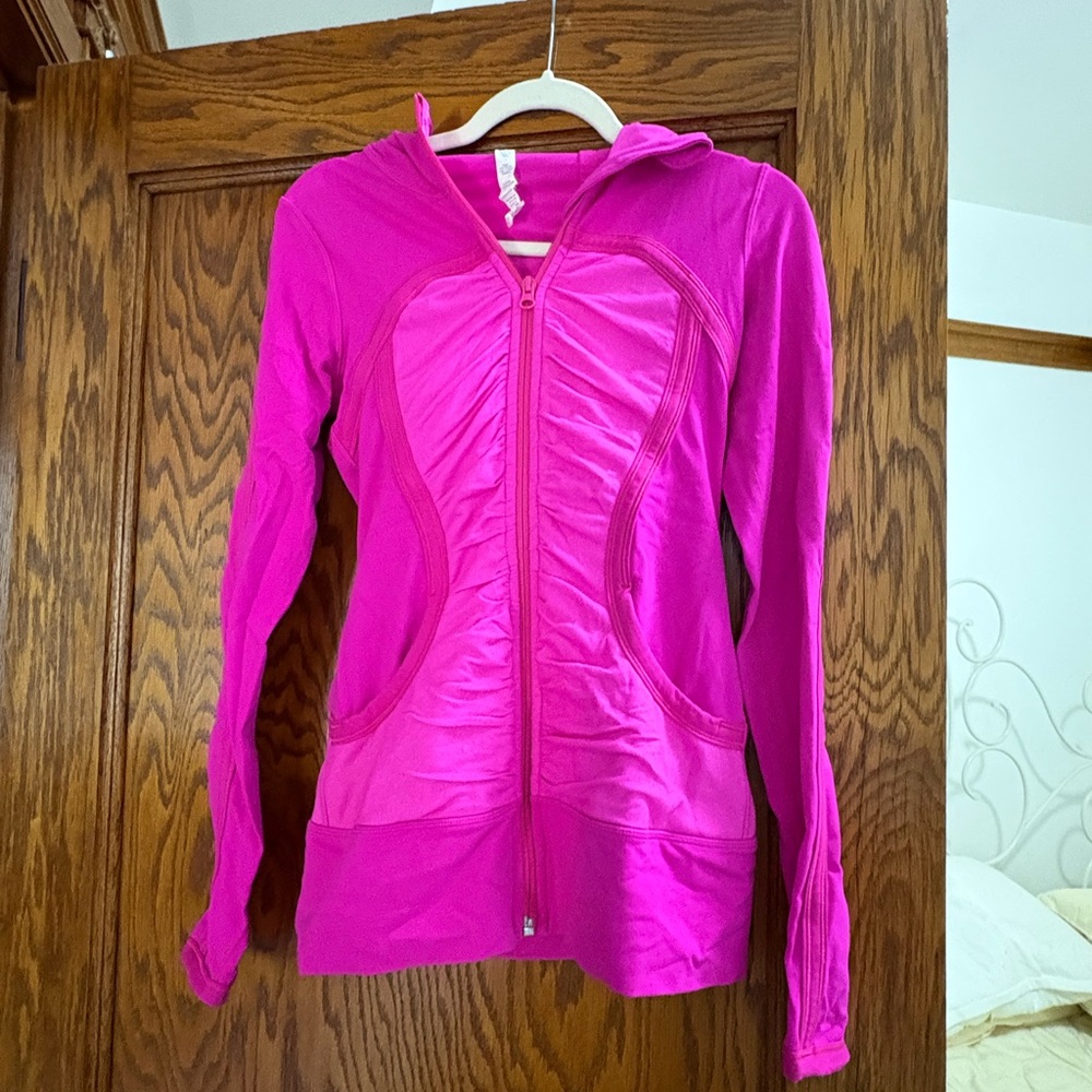 Lululemon Pure Balance Pink Ruched Hooded Jacket - Picture 2 of 6
